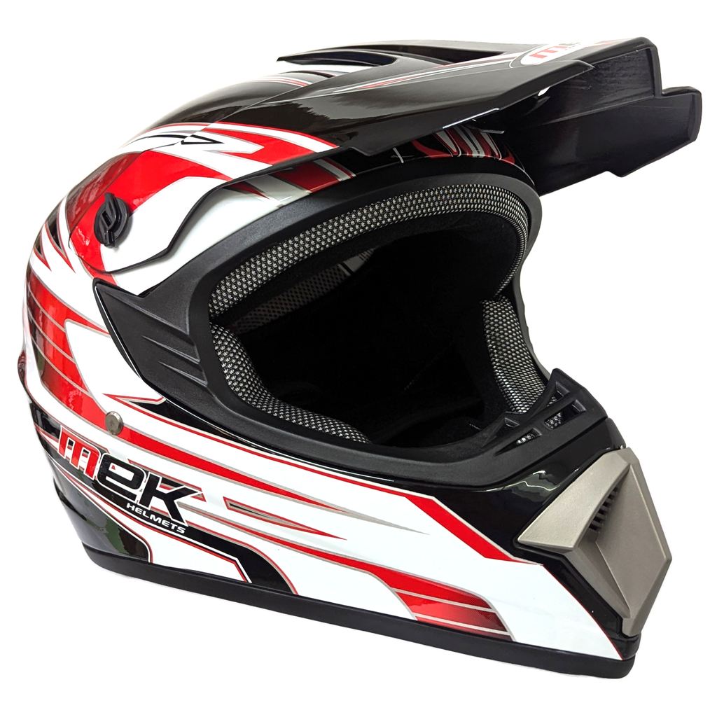 Cross Helmet Glossy Black Decal RED