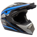 Cross Helmet Glossy Black Decal Blue