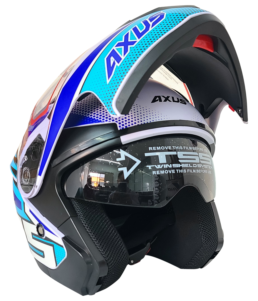 CASCO ABATIBLE SPORT H5 BLANCO/AZUL