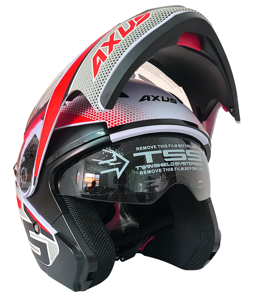 CASCO ABATIBLE SPORT H5 BLANCO/ROJO