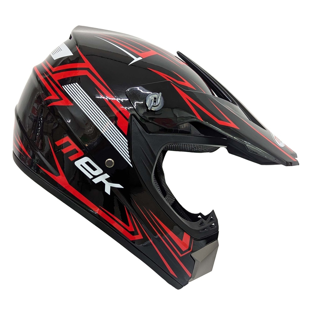 Cross Helmet Glossy Black Decal Red