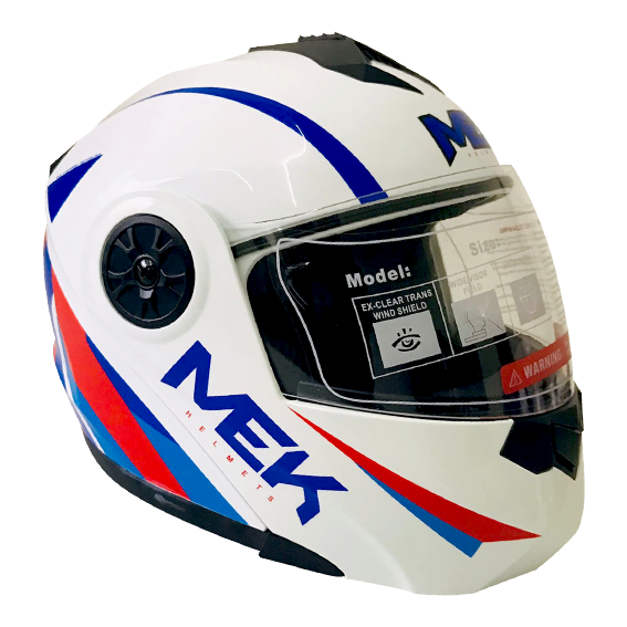 Casco MEK MK759 ABATIBLE BANDERA BLANCO/ROJO Brillante