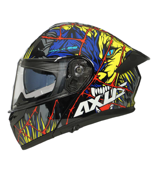 CASCO PARA MOTOCICLISTA ABATIBLE CHUPACABRA AZUL/VERDE