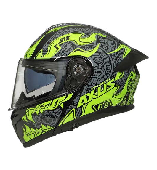CASCO PARA MOTOCICLISTA ABATIBLE MAYA NEGRO/VERDE