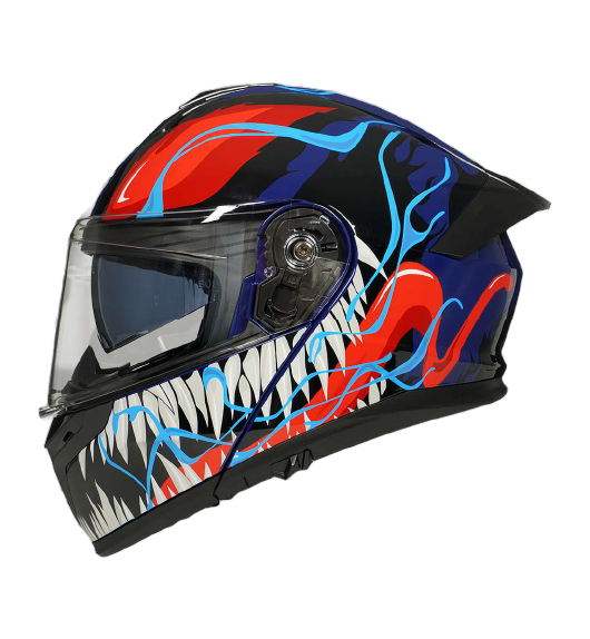 [AC1B-4022-003] CASCO PARA MOTOCICLISTA ABATIBLE NIGHT AZUL/ROJO