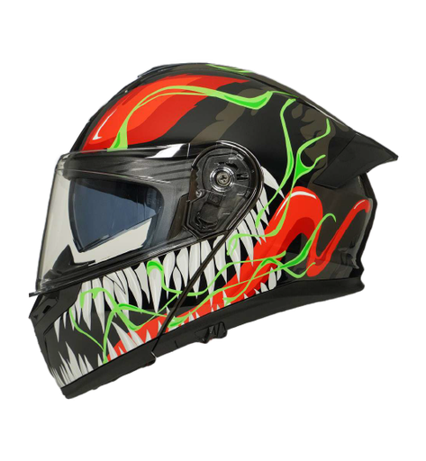 [AC1B-4023-003] CASCO PARA MOTOCICLISTA ABATIBLE NIGHT GRIS/VERDE