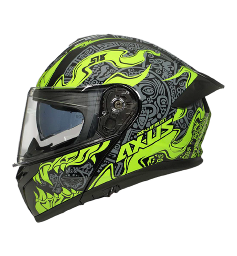 [AC1B-4016-003] CASCO PARA MOTOCICLISTA ABATIBLE MAYA NEGRO/VERDE